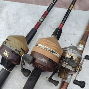 Classic Fishing Rod&Reel Sets- Brown, Tan, Silver(3)